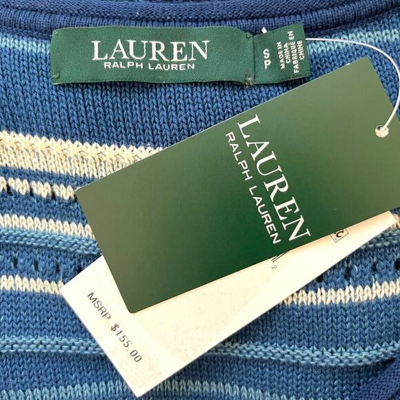 Lauren Ralph Lauren NWT Sleeveless Knit Tank Dress Cotton Striped Blue Small - Picture 7 of 8
